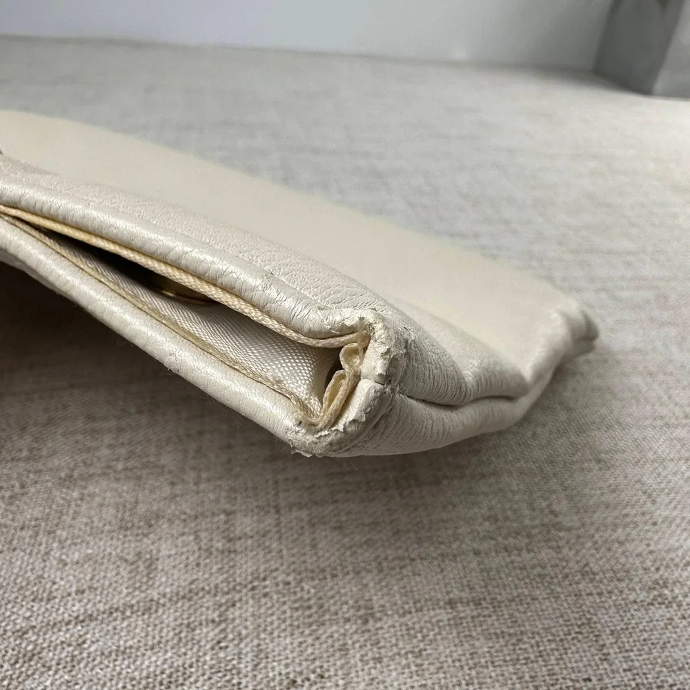 Vintage Gunne Sax Ivory Gold Handle Clutch Purse 90s Y2K Evening Bag